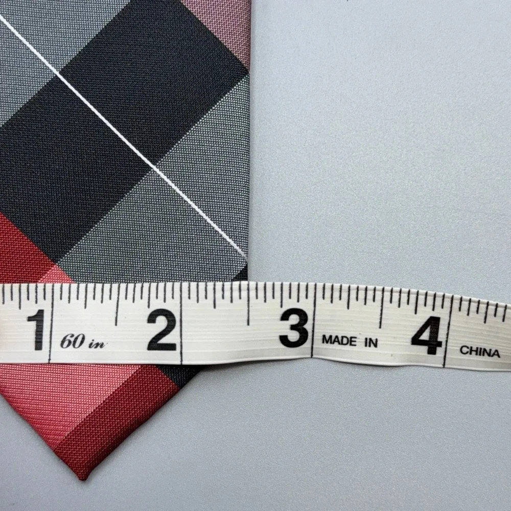 AXIST Mens Plaid Necktie‎ Red Gray Black Polyester Formal Fashion Accessory